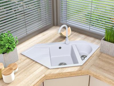 Graniteland Amiata Granit Hvid Vinkelvask til påbygning 965x496mm med rustfri stålprop 1208970622