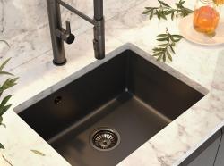 Graniteland Solo Granit Sort Underlimmet Vask 535x400 mm med Rustfrit Stål Prop 1208970637