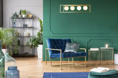 OUTLET Ramme Beskadiget Dekor Avelin pendellampe med guld rektangulært ramme bredde 80 cm 2287