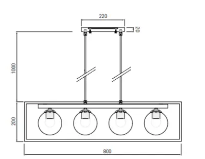 OUTLET Ramme Beskadiget Dekor Avelin pendellampe med guld rektangulært ramme bredde 80 cm 2287