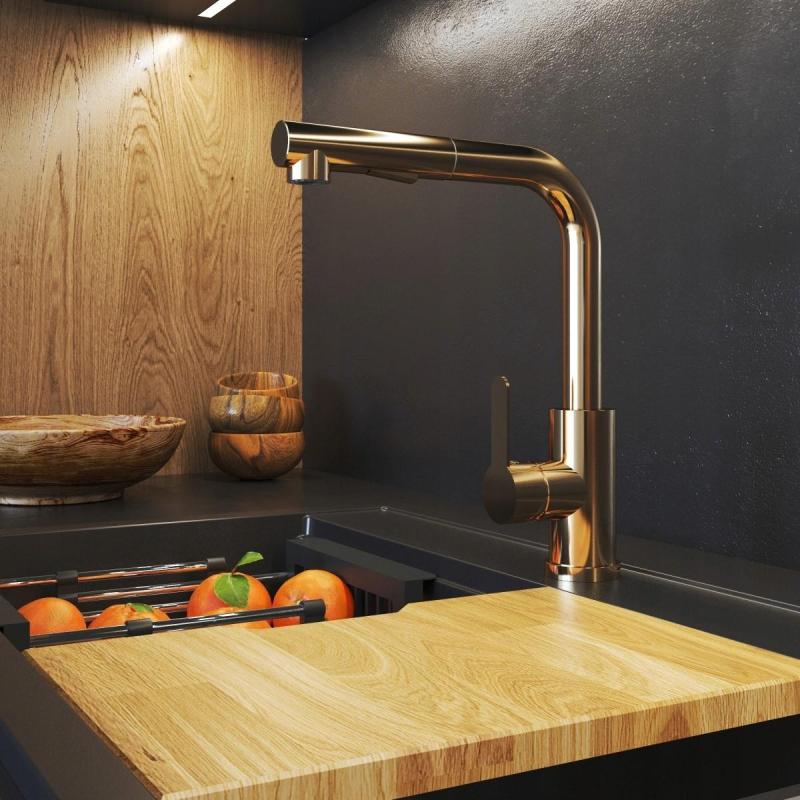 Graniteland Celeste Køkkenarmatur Kobber med Udtrækkelig Tud og Dobbelt-Funktion Håndbruser 1208970665