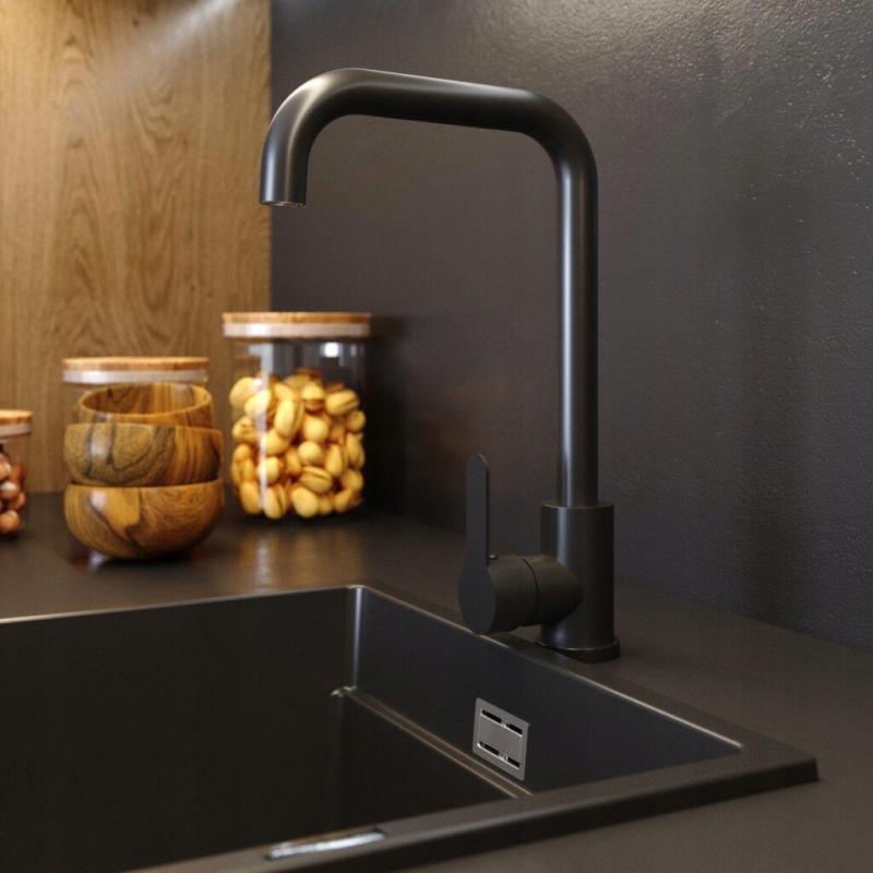 Graniteland Stellar Køkkenarmatur Sort med drejelig tud 1208970671