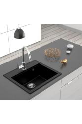 Dura Stretto Sort Quartz Vask Overbygning 56x51 cm med rustfrit stål Plug og Kranhulbænk 1208970690