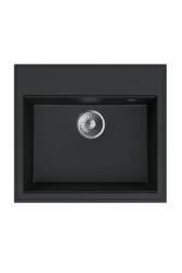Dura Stretto Sort Quartz Vask Overbygning 56x51 cm med rustfrit stål Plug og Kranhulbænk 1208970690