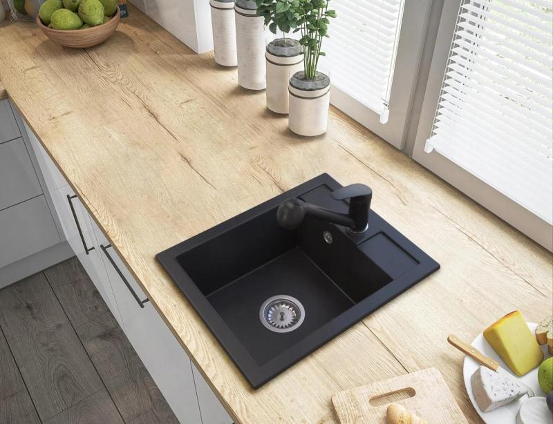 Graniteland Rhea Køkkenarmatur Sort med Udtrækbar Tud og Dobbeltfunktion Håndbruser 1208970711