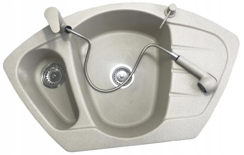 Graniteland Rhea Køkkenblander Beige sand med Udtrækkelig Tud og Dobbelt-Funktion Håndbruser 1208970713