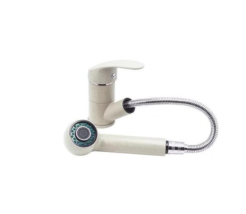 Graniteland Rhea Køkkenblander Beige sand med Udtrækkelig Tud og Dobbelt-Funktion Håndbruser 1208970713