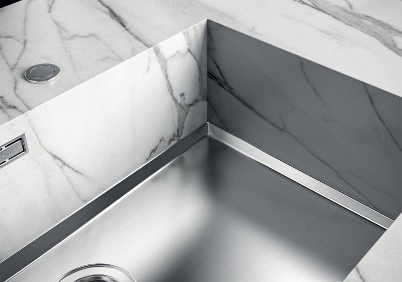 Foster Phantom Base RVS Bundplade Worktop Vask 71x40cm til Indbygning i Keramik natursten og Solidsurface tykkelse 12mm 1208970721