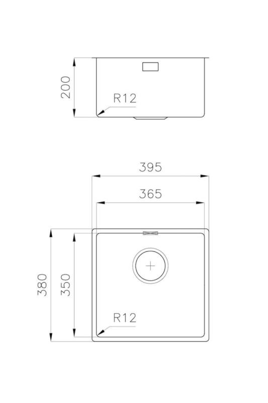 Foster L35 Speciale 35 cm lang RVS Spoelbak 365 x 350 mm Underbygning 1208970722