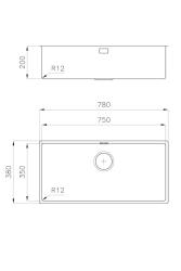 Foster L35 Speciale 35cm lang RVS Vask 75 x 35 cm Underbygning 1208970724