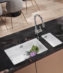 Ausmann Keramisk Ember Keramisk Hvid Halv Vask Til Ovenpåliggende og Underliggende Montering 174 x 400 mm med Rustfrit Stål Prop 1208970734
