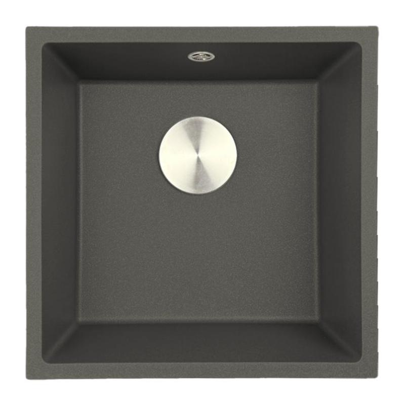 GraniteMy Universal Granite Gray, dark Sink 40x40 cm Top Mount, Undermount and Flush Mount with Stainless Steel Plug 1208970742