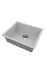 GraniteMy Universal Granit Grå Vask 50x40 cm Overbygning, Underbygning og Planmontering med Rustfrit Stål Plug 1208970745