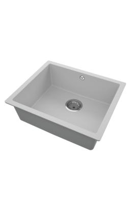GraniteMy Universal Granit Grå Vask 50x40 cm Overbygning, Underbygning og Planmontering med Rustfrit Stål Plug 1208970745