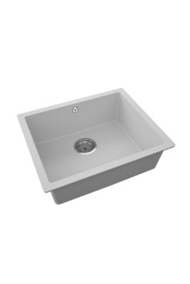 GraniteMy Universal Granit Grå Vask 50x40 cm Overbygning, Underbygning og Planmontering med Rustfrit Stål Plug 1208970745