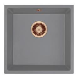GraniteMy Universal Granit Grå Vask 40x40 cm Overflade, Underbygning og Planmontering med Kobberprop 1208970753
