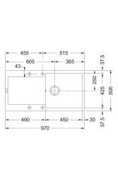 Franke Maris MRG 611-97 Fragranite Mat Sort Vask 97 x 50 cm Overflademontage med Afdrypningsområde 114.0628.967