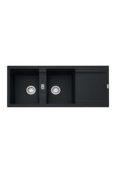 Franke Maris MRG 621 Fragranite Mat Sort Dobbelt Vask 116 x 50 cm Overflademontage med Drypafsnit 114.0628.970
