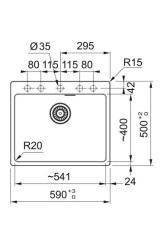 Franke Maris MRG 610-50 TL Fragranite Mat Sort Vask Overflade med Hanehulbank 114.0668.630