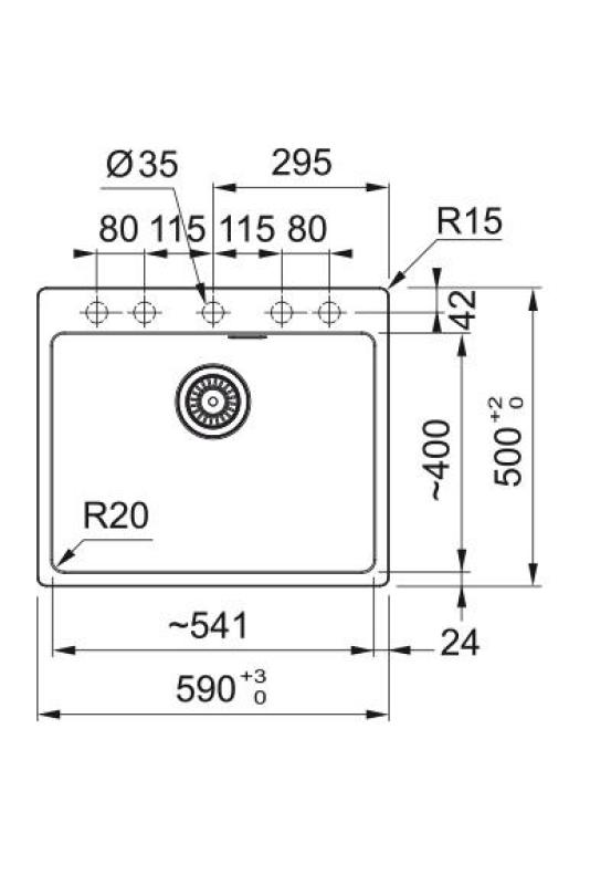 Franke Maris MRG 610-50 TL Fragranite Mat Sort Vask Overflade med Hanehulbank 114.0668.630