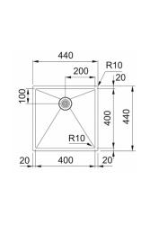 Franke Bolero Plus New R10 B2X 210-40-40 RVS Vaske Vask Planindbygning undermontering og overbygning 40x40 cm 127.0728.976