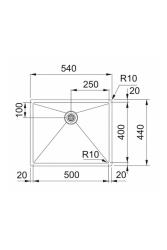Franke Bolero Plus New R10 B2X 210-50-40 RVS vask Vlakinbouw, undermontering og overmontering 50x40 cm 127.0728.977