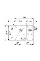 Franke Bolero Plus New R10 B2X 260-34-16 BL 1,5 Halvanden Rustfrit Stål Vask Flad installation, undermontering og ovenpå montering56x45 cm 127.0733.339
