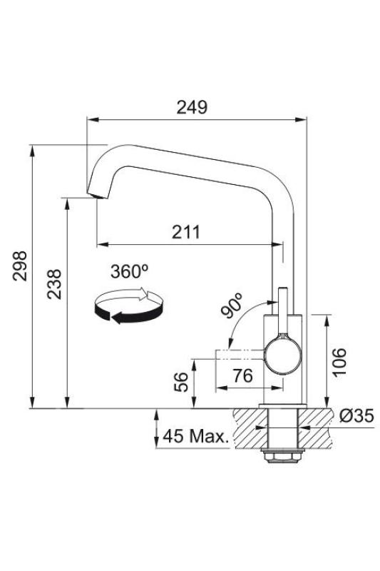 Franke Lina U Køkkenhane Drejelig Tud Sort 115.0728.474