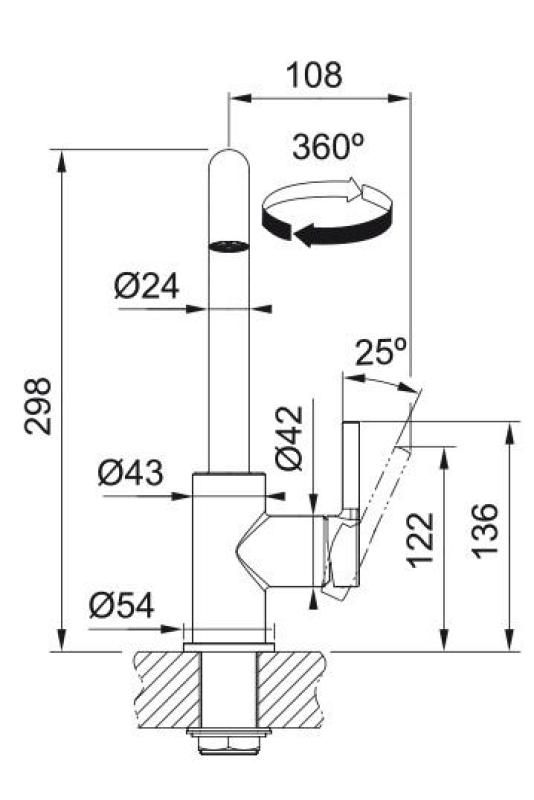 Franke Lina U Køkkenhane Drejelig Tud Sort 115.0728.474