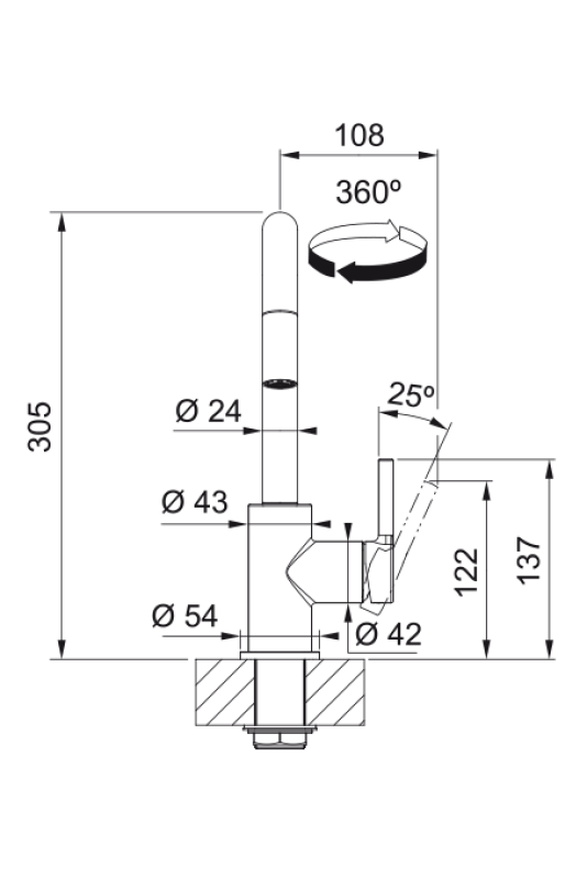 Franke Lina U Køkkenhane Krom Udtrækkelig Tud 115.0728.476