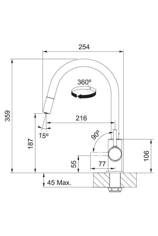 Franke Lina Køkkenblandingshane Krom med Udtrækkelig Håndbruser 115.0693.229