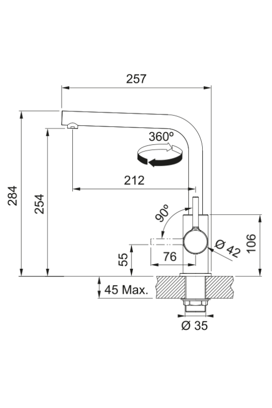 Franke Lina L Køkkenhane Drejelig Tud Sort 115.0693.393