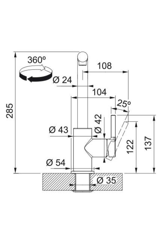Franke Lina L Køkkenhane Krom med Udtrækkelig Tud 115.0712.420