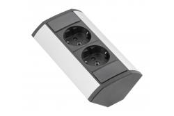 Mini angle extension cable with schuko sockets 230V 16A