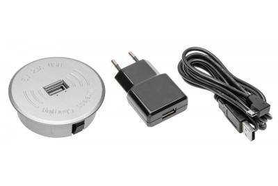 Trådløs oplader-sæt med USB sølv med strømadapter (2 m USB-aftageligt kabel)