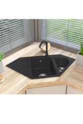 Graniteland Amiata Granit Sort Hjørnevask Overbygning 965x496mm med Rustfrit Stål Prop 1208971120