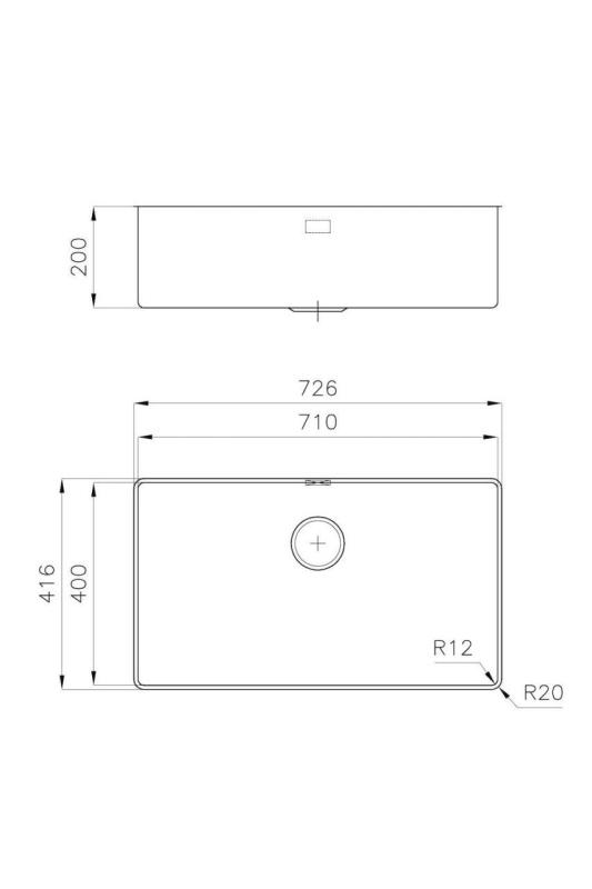Foster Phantom Slimline Stainless Steel Sink 71x40cm Undermount for ceramic countertops 1208971121