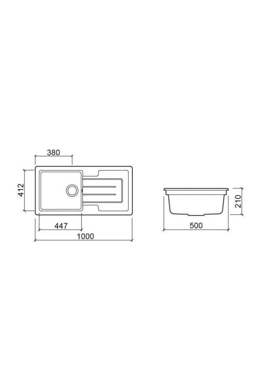 Ausmann Ceramic Sylva Ceramic Black Sink with Draining Area 1000 x 500 mm 1208971125
