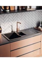Ausmann Ceramic Sylva 1,5 Keramisk Sort mat Vaske med Dræningsområde 1000 x 500 mm 1208971127