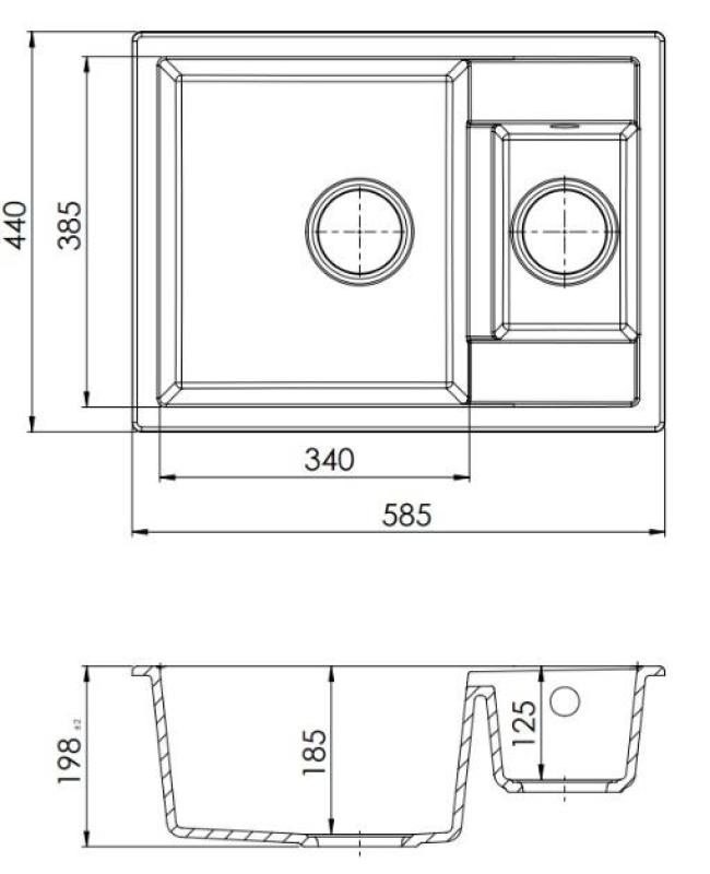 GraniteMy Smart extra shallow 1.5 granite built-in white sink 58x44cm with gold plug 1208971224