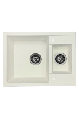 GraniteMy Smart ekstra lavvandet 1,5 granit overflade hvid vask 58x44cm med gun metal prop1208971225