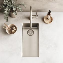Pure.Sink Exclusivo lille rustfrit stål vask 18x40 cm 10mm radius undermontering, planmontering og overmontering PEX1840-02