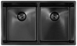 Pure.Sink Prestige Dobbelt Gun metal vask 70x40 cm 10mm radius underbygning, fladbygning og overbygning PPG343440-61