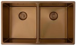 Pure.Sink Prestige Dobbelt Kobber køkkenvask 70x40cm 10mm radius undermonteret, planmonteret og overmonteret PPG343440-62