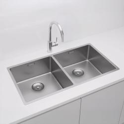 Pure.Sink Prestige Dobbelt rustfrit stål vask 82x40 cm 10mm radius underbygning, fladbygning og overbygning PPG404040-02