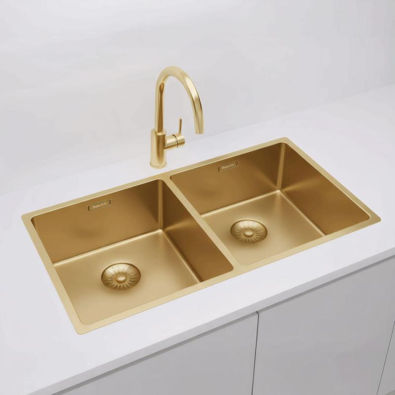 Pure.Sink Prestige Dobbelt Gylden vask 82x40 cm 10mm radius undermontering, fladmontering og overmontering PPG404040-60