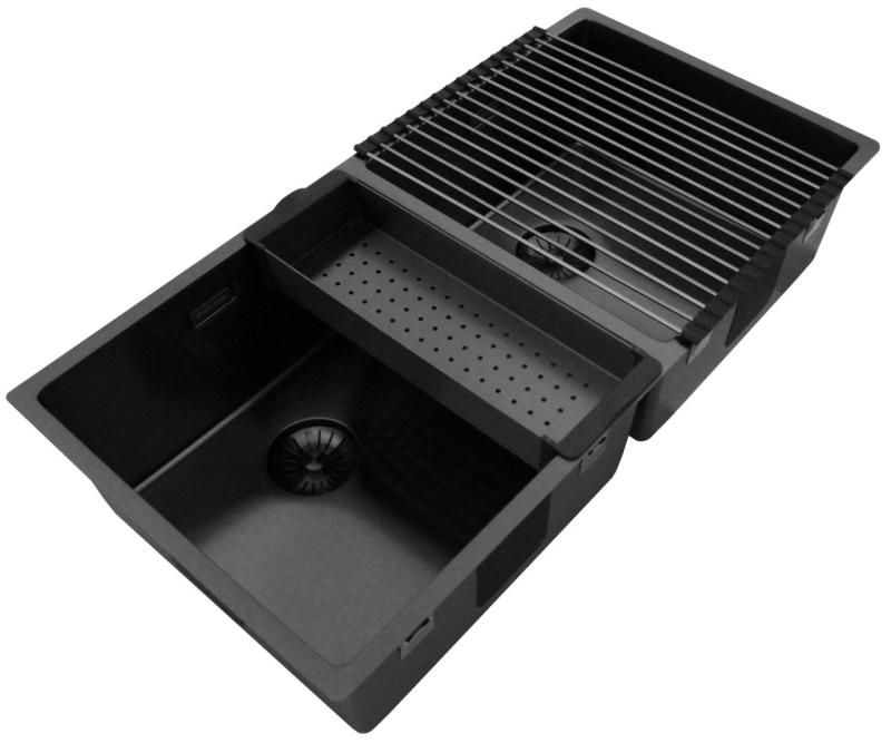 Pure.Sink Prestige Dobbelt Gun metal vask 82x40 cm 10mm radius undermontering, plan montering og overbygning PPG404040-61