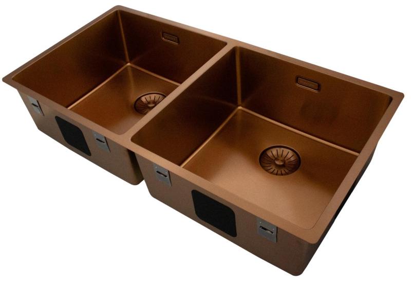Pure.Sink Prestige Dobbelt Kobber vask 82x40 cm 10mm radius undermontering, fladmontering og overmontering PPG404040-62