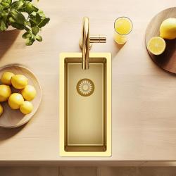 Pure.Sink Exclusivo lille gylden vask 18x40 cm 10mm radius undermontering, planmontering og overmontering PEX1840-60