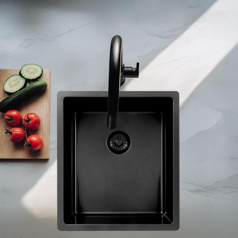 Pure.Sink Exclusivo Gun metal vask 34x40 cm 10mm radius underbygning, planbygning og overbygning PEX3440-61